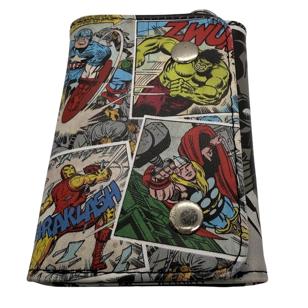 Marvel Comic Print Wallet Trifold Snap Closure Classic Heroes